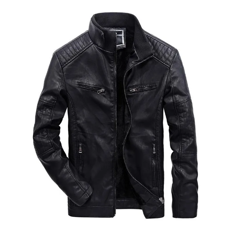 Hot autumn and winter high end men's leather motorcycle jacket collar