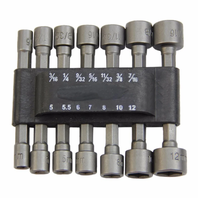 

14pcs/set 1/4"Hex Shank Power Nut Driver Bits Set SAE Metric Standard Powerful DIY tools