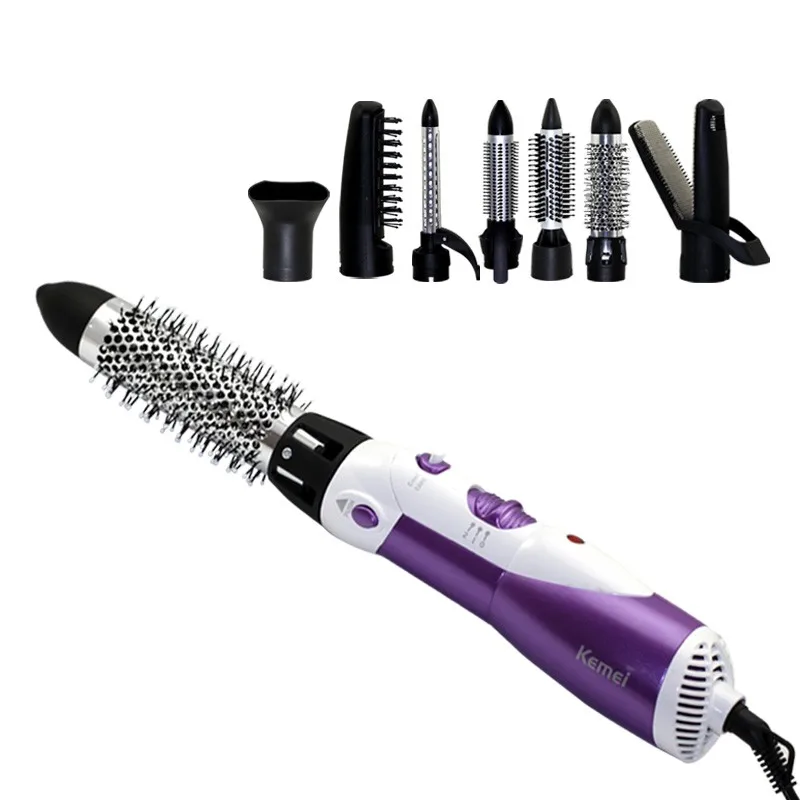 Kemei 7 In 1 Electric Hair Comb Rotating Hair Dryer Brush Blow Hair Curler  Wand Rollers Straightener Salon Hair Styler Km-585 - Hair Curler -  AliExpress