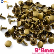 Rivet rapide rond à Double capuchon en laiton Antique, 9x8mm, ensemble de 500 rivets Punk Rock pour l'artisanat du cuir