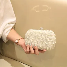 2017 Luxury Two Sided Handmade Pearl Bag Day Clutch Messenger Bag Wedding Party Married Clutch Women’s Handbag Chain Bag
