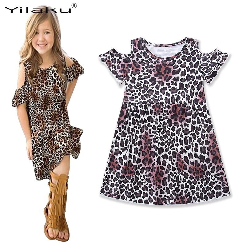 Yilaku Girls Leopard Dresses Fashion Girls Clothing Baby Summer Vestido Girl Children Constume