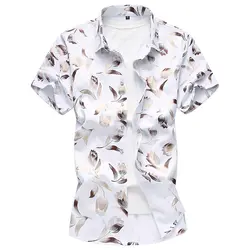 2018 новые Брендовые мужские рубашки с коротким рукавом Гавайские повседневные цветочные рубашки для мужчин Slim Fit плюс размер M-7XL модный