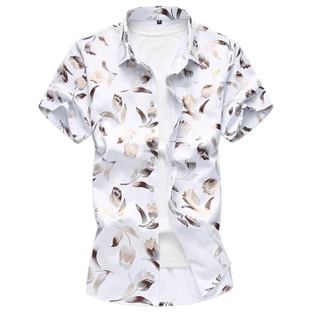 

2018 New Brand Men Shirts Short Sleeve Hawaiian Casual Floral Shirts For Men Slim Fit Plus Size M-7XL Fashion Print Summer Style