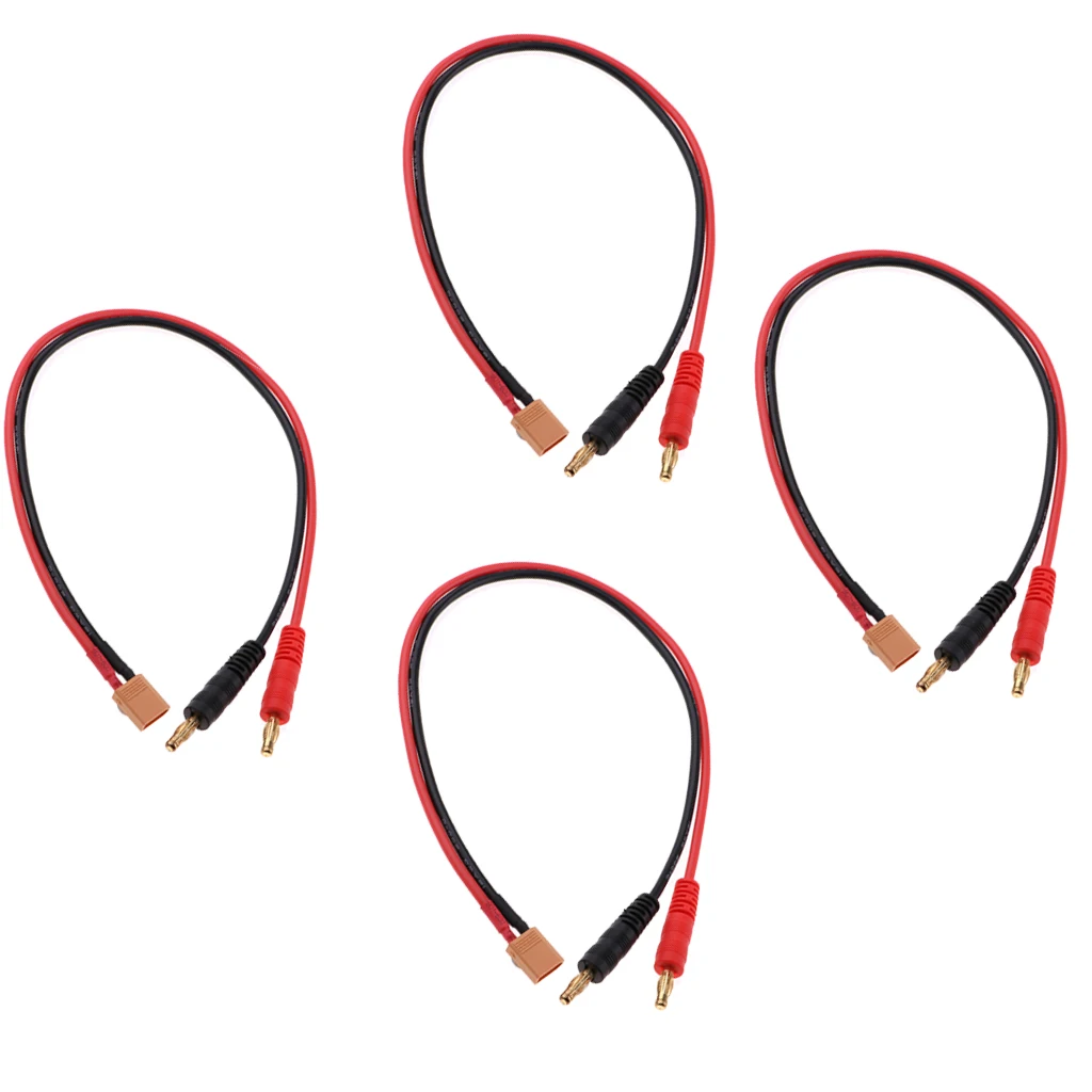 4pcs RC Lipo Battery Charger Plug ,Charging Cable Lead ,XT30 Connector Banana Plug