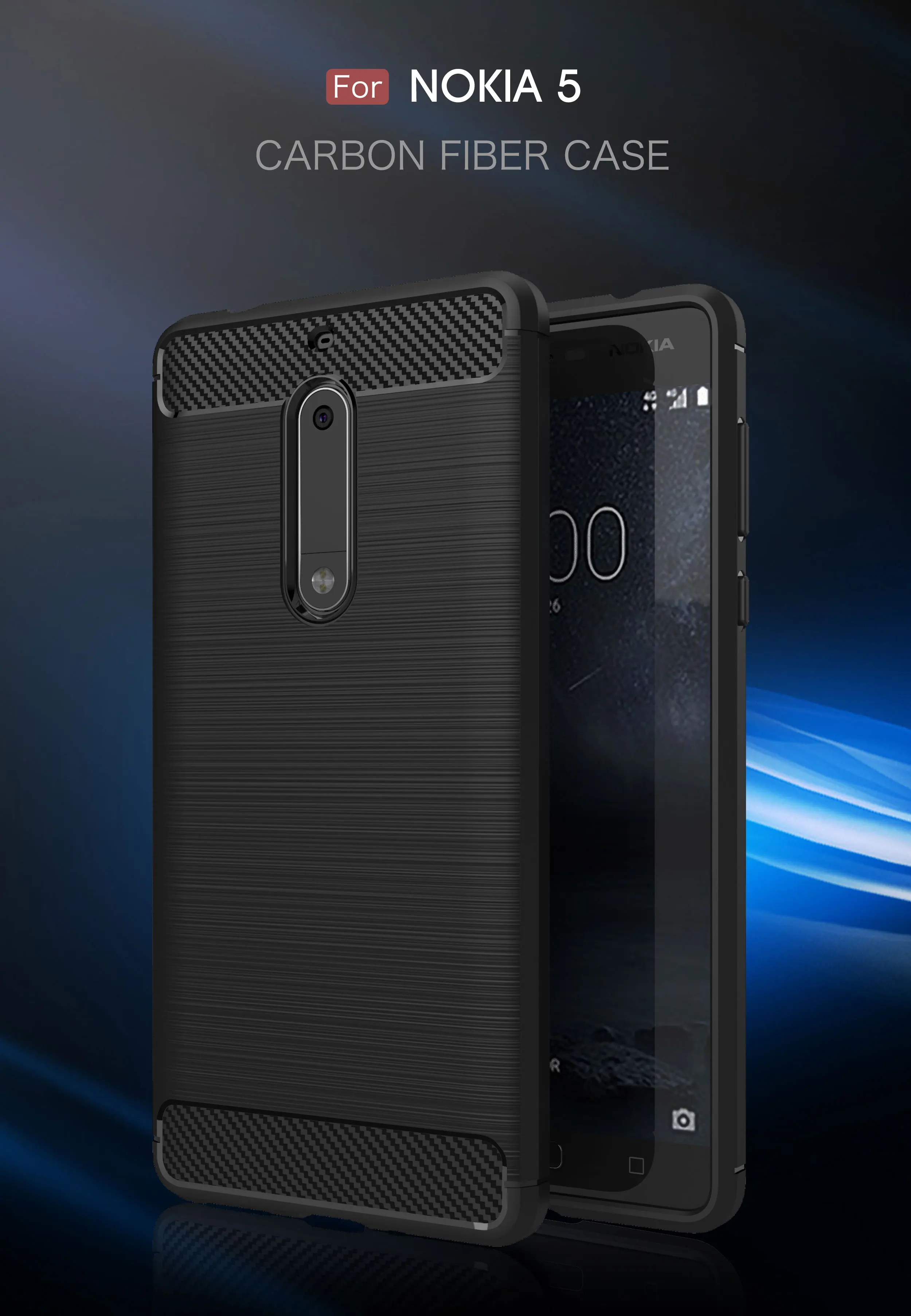 Мягкий силиконовый чехол из углеродного волокна для etui Nokia 5 ta-1053 ТПУ Броня задняя