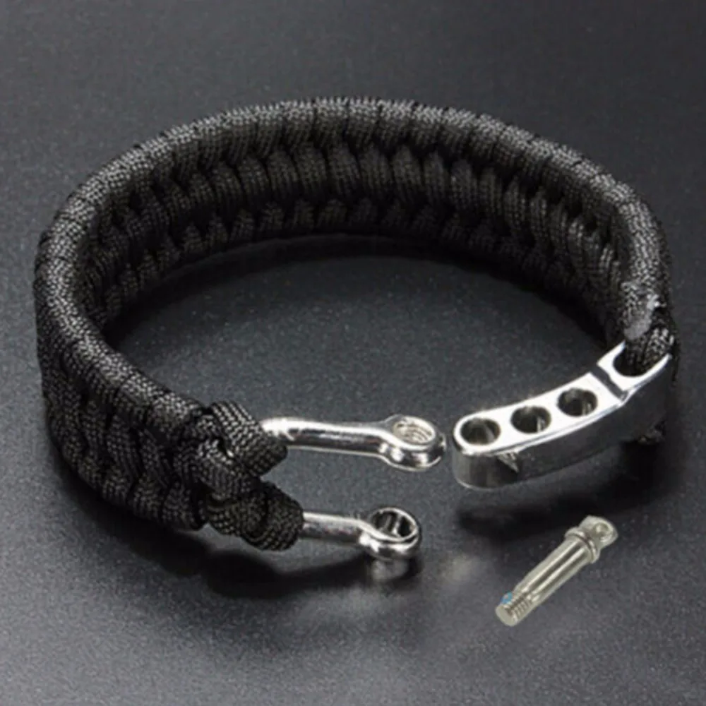 7 الأساسية سلك يو شكل بقاء paracord سوار paracord في حبل السلامة إبزيم أسود التخييم الصلب تكبل buckletravel أطقم
