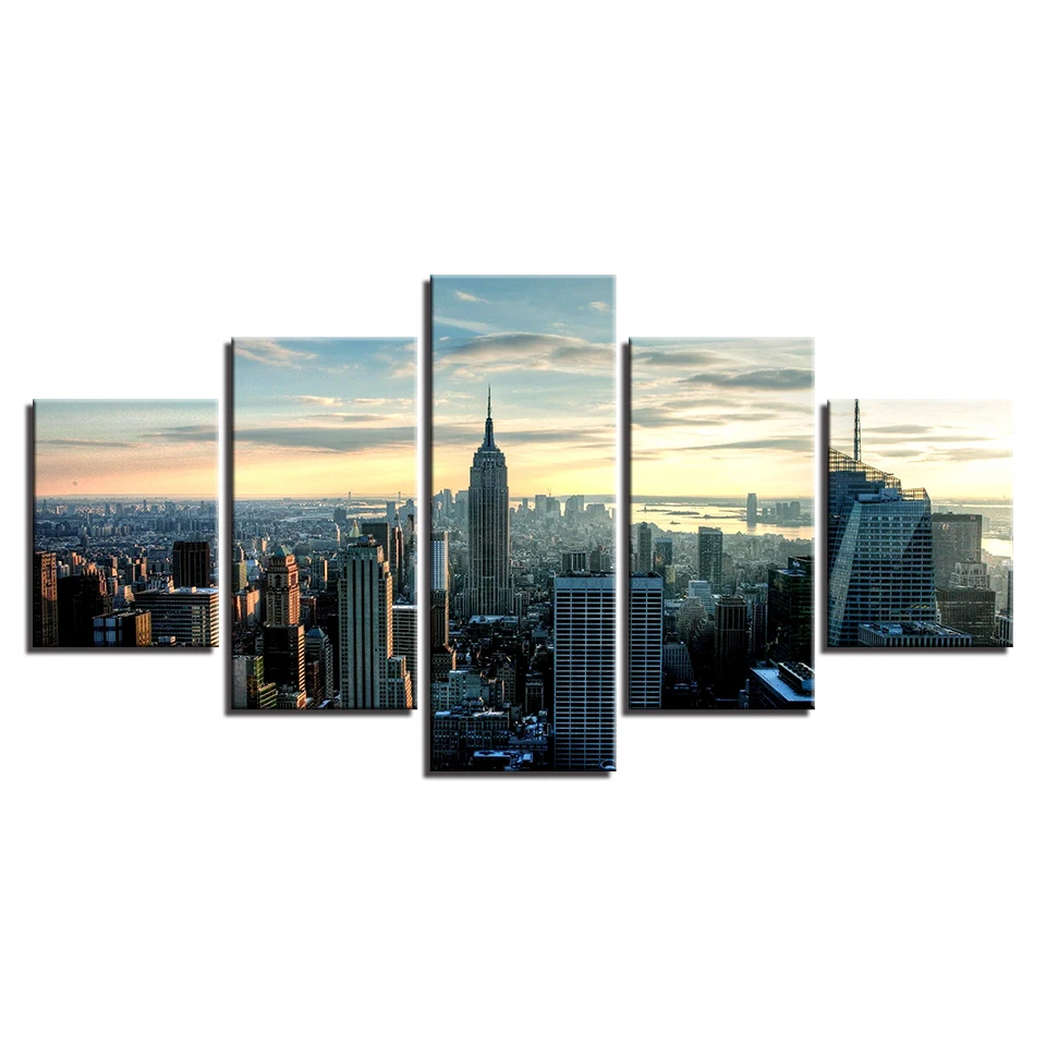Modular-Wall-Art-Canvas-Paintings-Home-Decor-5-Pieces-New-York-City-Building-Pictures-HD-Prints (2)