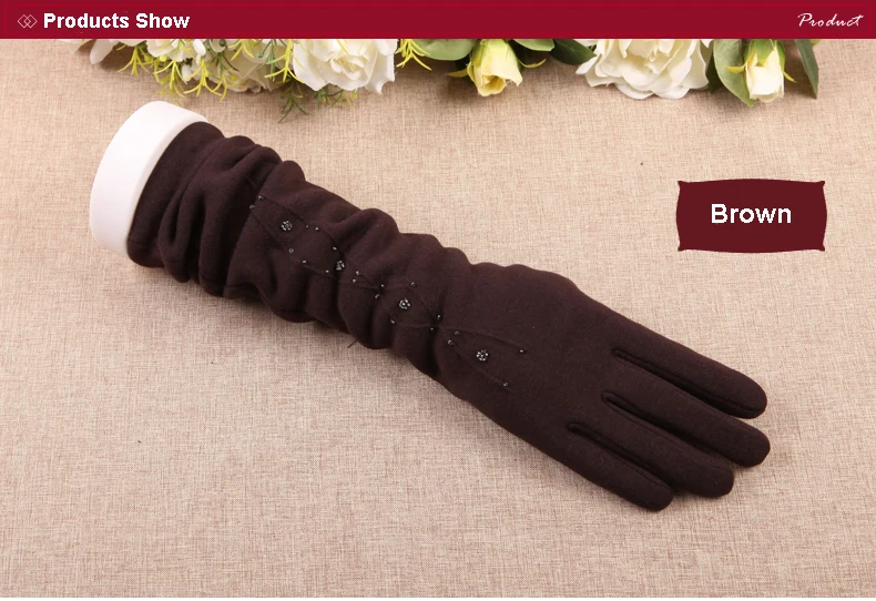 Закрученные бархатные перчатки с манжетами для женщин на осень и зиму, средней и длинной секцией, с пятью пальцами, вязаные, плотные, теплые, с рукавом, теплые, BL023N1