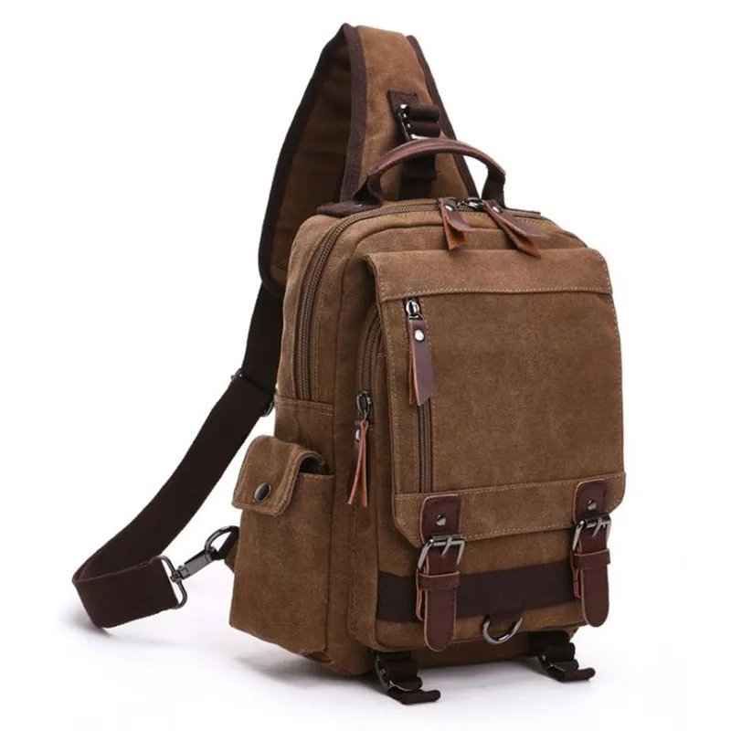 قماش Crossbody أكياس للرجال النساء ريترو جلدية العسكرية رسول الصدر أكياس الكتف حقيبة رافعة كبيرة Capaccity يد