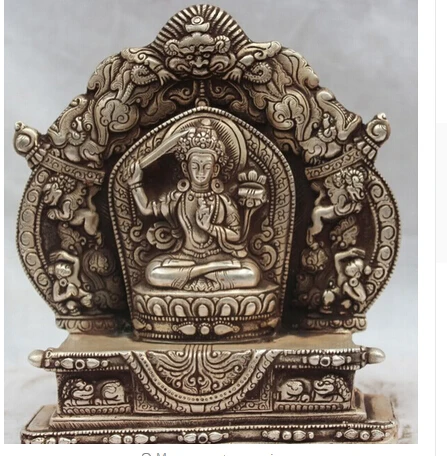 Тибетский серебряный буддийский Дракон Wenshu Manjushri Bodhisattva статуя wan bronze заводские