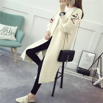 

4335 - a new spring loose in the long embroidery cardigan 48