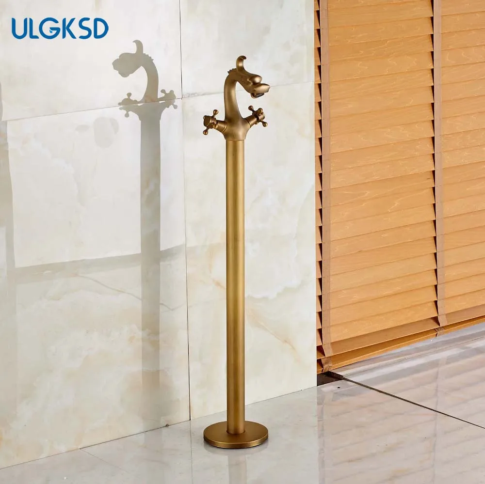Ulgksd Antique Brass Free Standing Bathtub Tub Faucet Dragon Tub Filler Floor Standing Tub Faucet Bathroom Faucet Mixer Tap Ulgksd Antique Brass Free Standing Bathtub Tub Faucet Dragon Tub Filler Floor Standing Tub Faucet Bathroom Faucet Mixer Tap