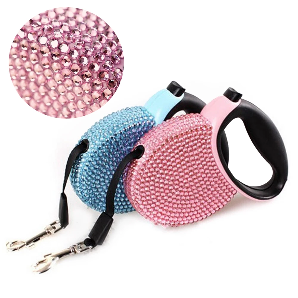 

Retractable Pet Dog Leash Automatic Rhinestone Bling Crystal Dog Puppy Pet Lead Leash 3M Nylon Cat Leash Belt Pet Supplies