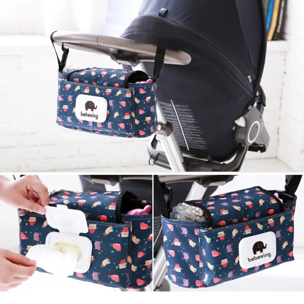 

MUQGEW Baby Stroller Waterproof Accessories Cartoon Elephant Hanging Bag Storage Bag Baby Stroller Organizer Bag