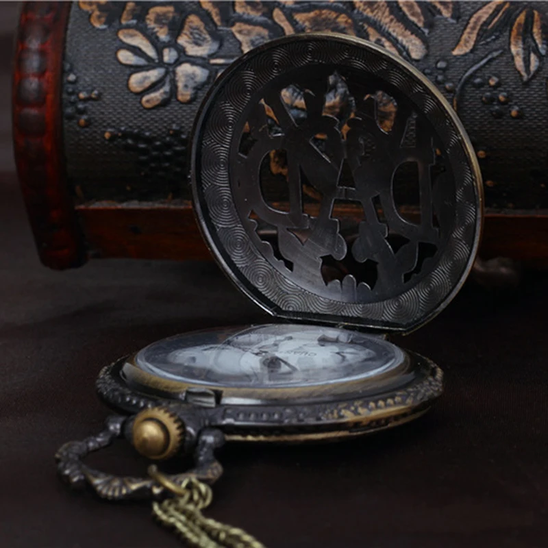 Винтажные бронзовые металлические кварцевые карманные часы цепочка часы ожерелье часы