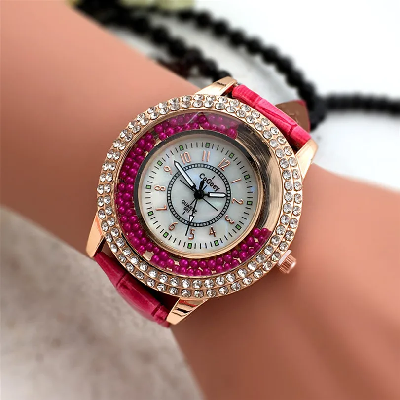 Women's Watch Diamond Crystal Quartz Watches Women Leather Band Casual