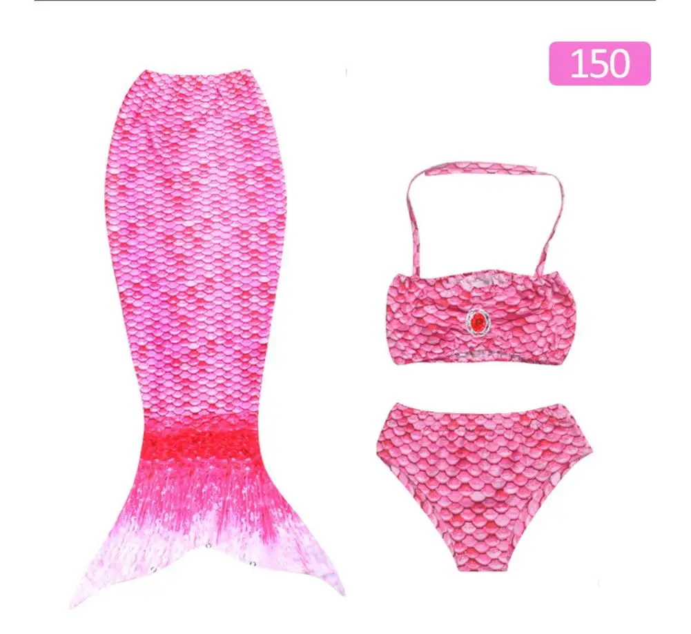 Детский купальный костюм принцессы с рыбьим хвостом, бикини для девочек, купальный костюм с рыбьим хвостом, детская одежда, Раздельный купальник с рыбьим хвостом, одежда для купания - Цвет: Pink