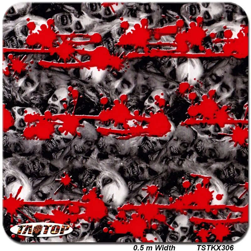 

iTAATOP TSKX306 0.5M * 2M zombie skull blood Pattern Hydro Dipping Hydrographics Film Water Transfer Printing Films