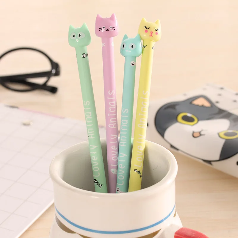 36PCS New Candy Color Fresh Kitten Neutral Pen Student Neutral Pen Wholesale Kawaii School Supplies Gel Pens