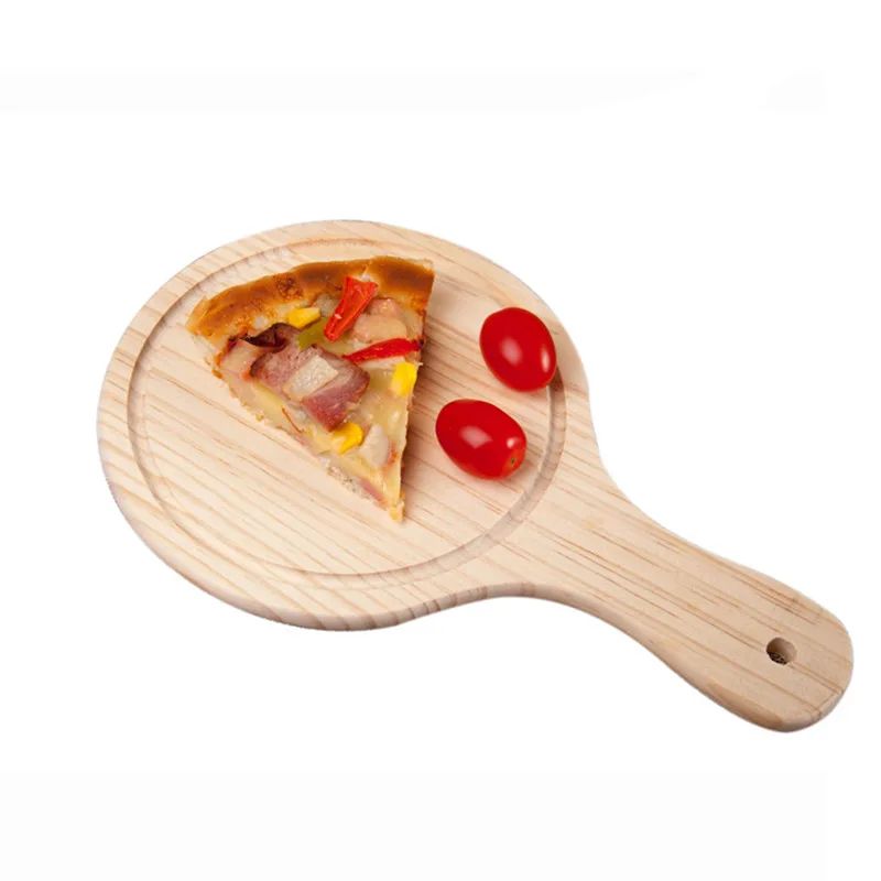 Wooden Pizza board Round with Hand Pizza Baking Tray Pizza Stone