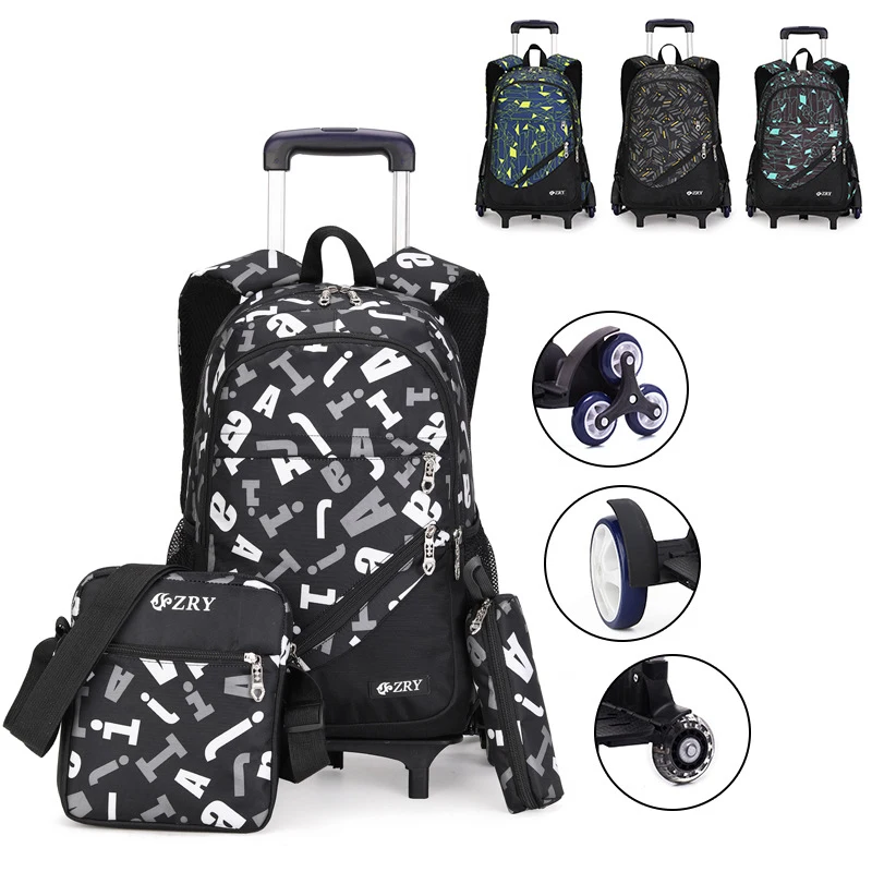 ZIRANYU/детский школьный ранец на колесиках для мальчиков и девочек, сумка для багажа, рюкзак, последние съемные детские школьные сумки, 2/6 колеса, комплект из 3 предметов