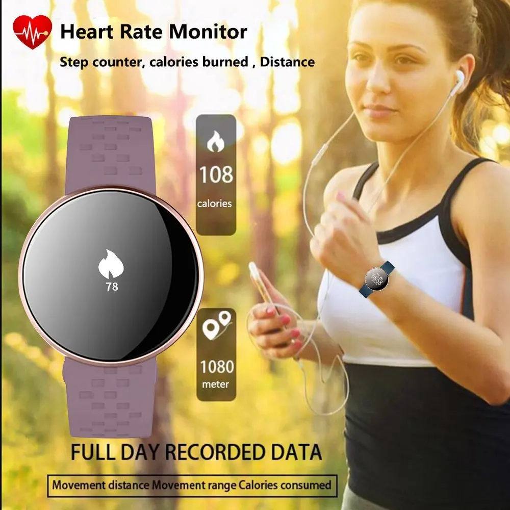 Band Women Fashion Smart Watch for IOS Android with Fitness Sleep Monitoring Waterproof Remote Camera GPS Auto Wake Screen 2018
