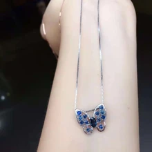 Натуральный Sapphire18k Белое Золото Серебро 925 Для женщин кулон классический элегантный подарок на день рождения, кулон сапфир