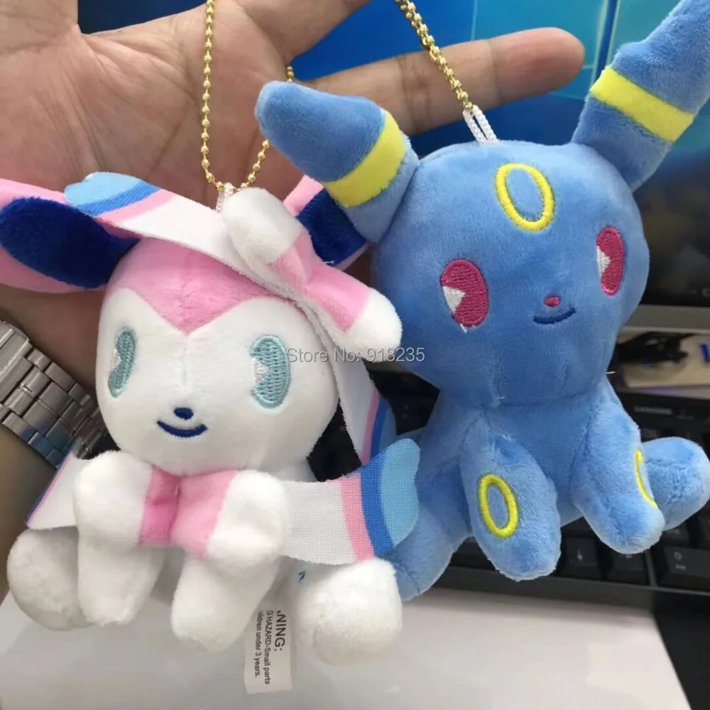 10PCS Saiko Soda Pikachu Sylveon Umbreon Flareon Vaporeon Jolteon Eevee Espeon Leafeon Glaceon 10CM Plush Keychain Pendant