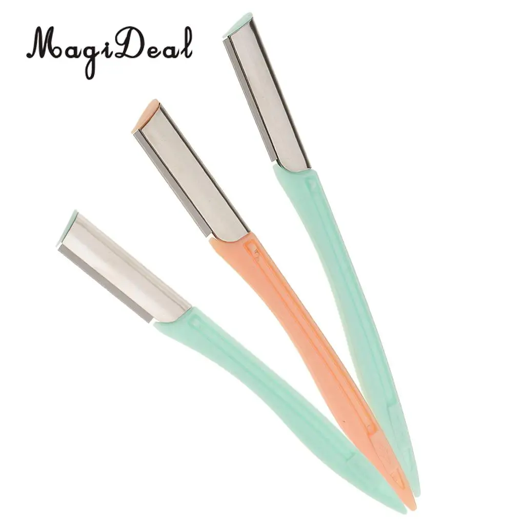 MagiDeal 3 Pieces Women Face Eyebrow Hair Removal Safety Razor Trimmer Shaper Facial Hair Mini Makeup Shaver 