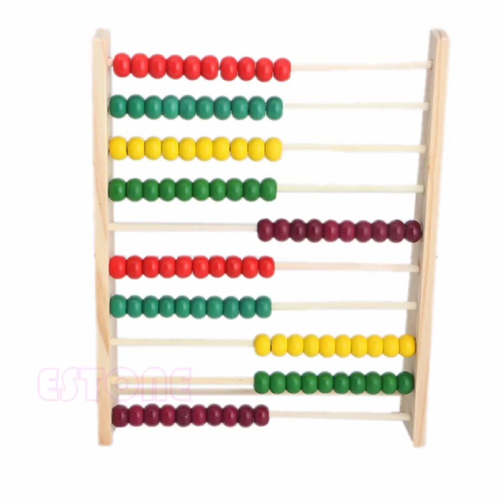 

10 Beads Wooden Abacus Colorful Counting Number Kid Math Learning Teaching Toy