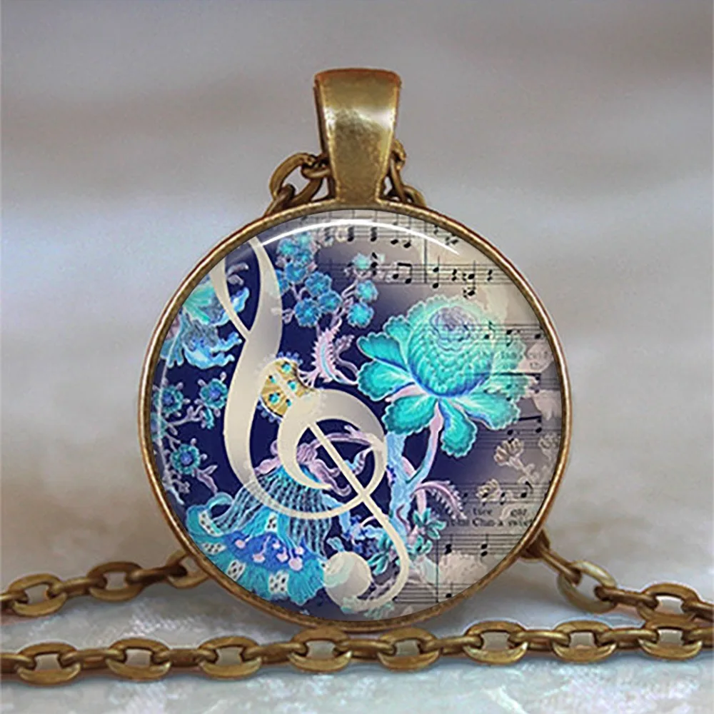 

2019 Saxophone Violin Flute Clarinet Music Movies People Art Picture Necklace With Glass Cabochon Vintage jewelry For Men Women
