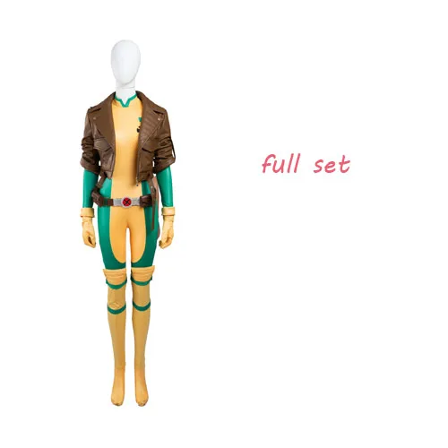 X men Rogue Cosplay Costume Superhero Rogue Leather Jacket Jumpsuit