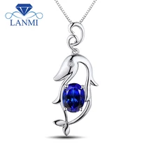 Ювелирные украшения свадебный дизайн Овальный 7x9 мм натуральный Танзанит бриллианты Твердые 18Kt Белое Золото Подвеска дельфины WP055