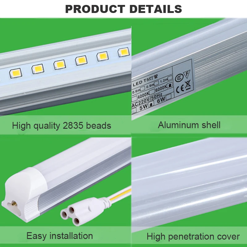 AC85-265V 10 Вт T5 светодиодный светильник лампочка бар светильник с выключателем 2835 SMD 60 см люминесцентная лампа Теплый чистый белый светильник ing