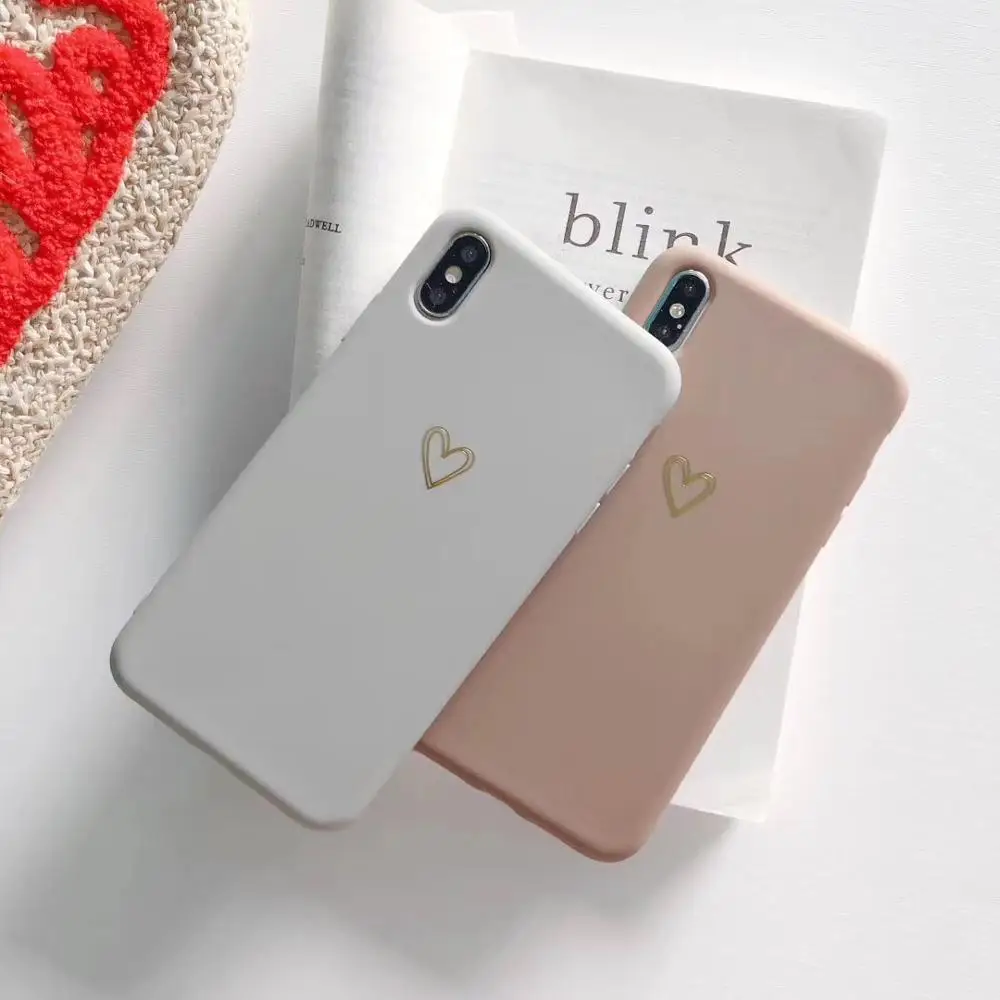 

Lovely Love Heart Silicon Soft Phone Case For iPhone 6 6s 7 8 Plus Fashion Cute Back Cover For iPhone X XS Max XR XS Coque Cases