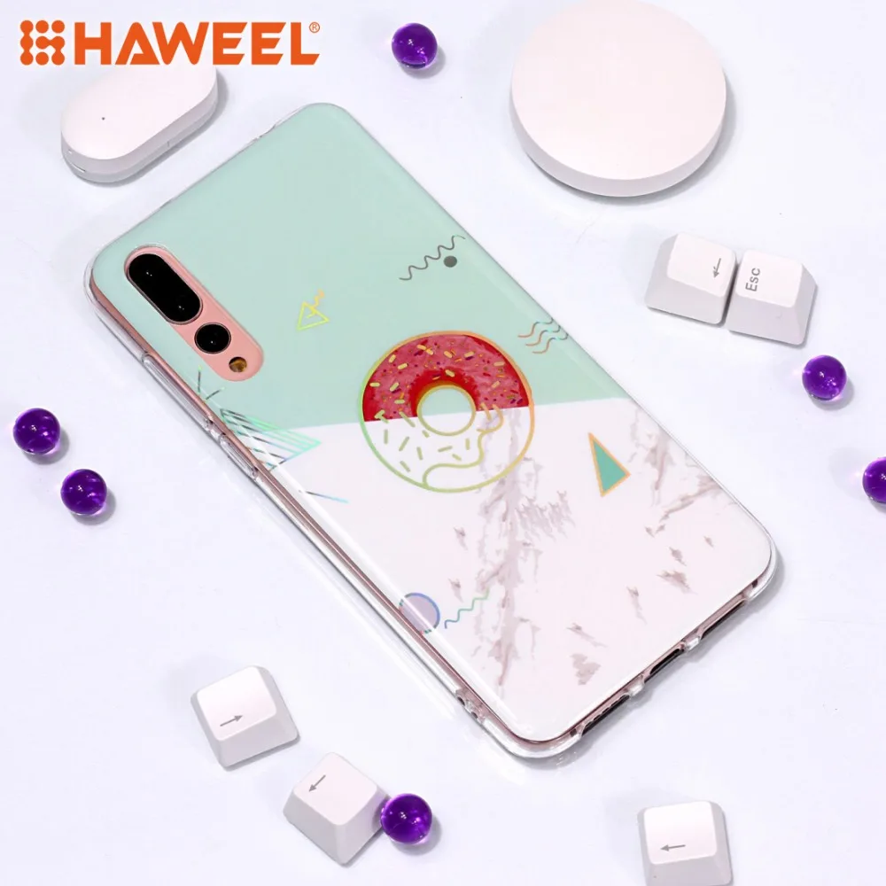

HAWEEL Covers For Huawei P20 IMD Laser Colorful White Marble Pattern Soft TPU Case For Huawei P20 Pro