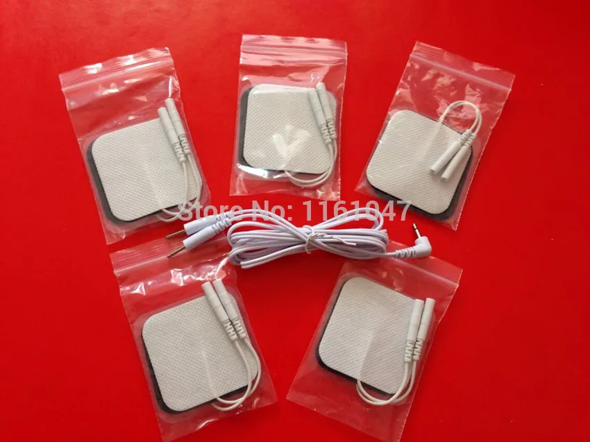 

Freeshipping 10PCS 50*50MM Square Self Adhesive TENS machine Electrode Pads+1pc DC 2.5MM 2 in 1 Head electrode wires /cable