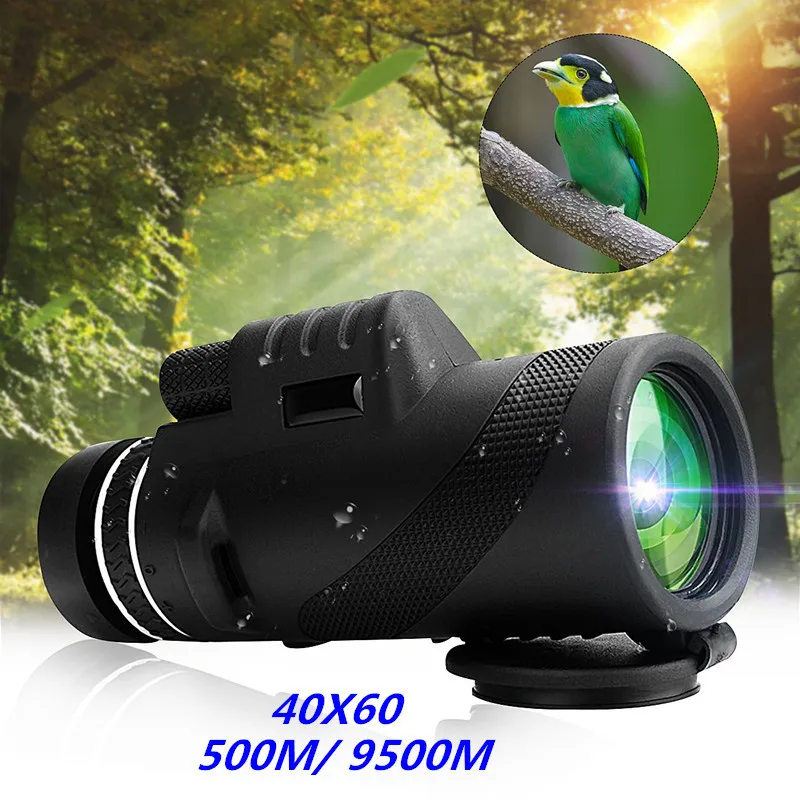 Monocular de Alta Potência à Prova Telescópio para Smartphone Portátil Telescópio Dwaterproof Água Visão Noturna Caminhadas Caça Viagem Zoom hd 40x60 2 Telescópio e binóculos