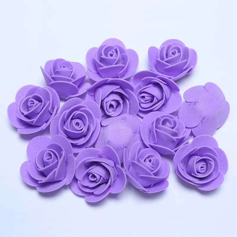 50pcs purple 50 шт./лот, мини PE поролоновые головки роз, 3,5 см, искусственные цветы для дома и сада, сделай сам, розы, венки, Свадебный декор, принадлежности - Цвет: 50pcs purple