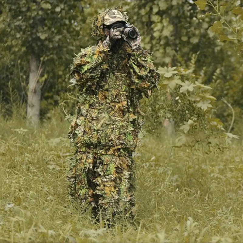 New Hot Hunting clothes 3D maple leaf Bionic Ghillie Suits Yowie sniper Camouflage Clothing with jacket and pants New Hot Hunting clothes 3D maple leaf Bionic Ghillie Suits Yowie sniper Camouflage Clothing with jacket and pants