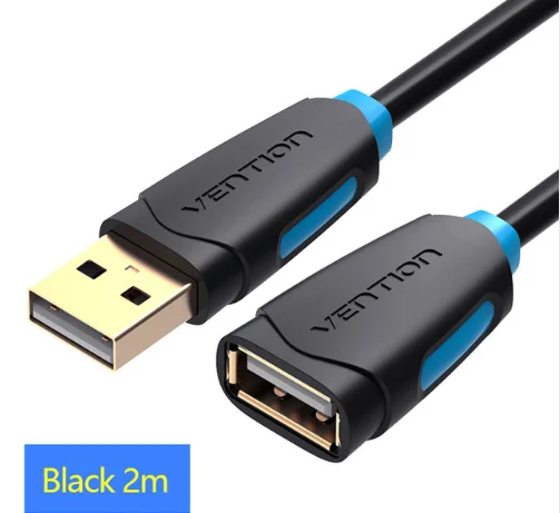 Vention USB2.0 кабель-удлинитель для мужчин и женщин кабель-удлинитель USB2.0 кабель-удлинитель для портативных ПК USB кабель-удлинитель для передачи данных - Цвет: black 200cm