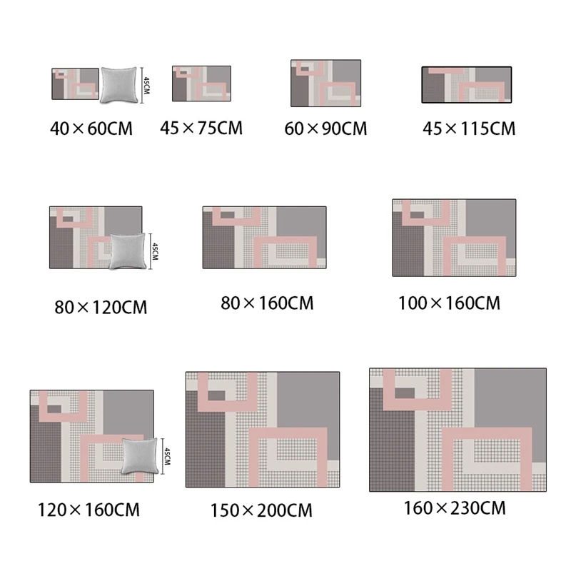 Скандинавский простой стиль большой размер коврик геометрический розовый серый ковер для гостиной Противоскользящий детский спальный диван стул коврик