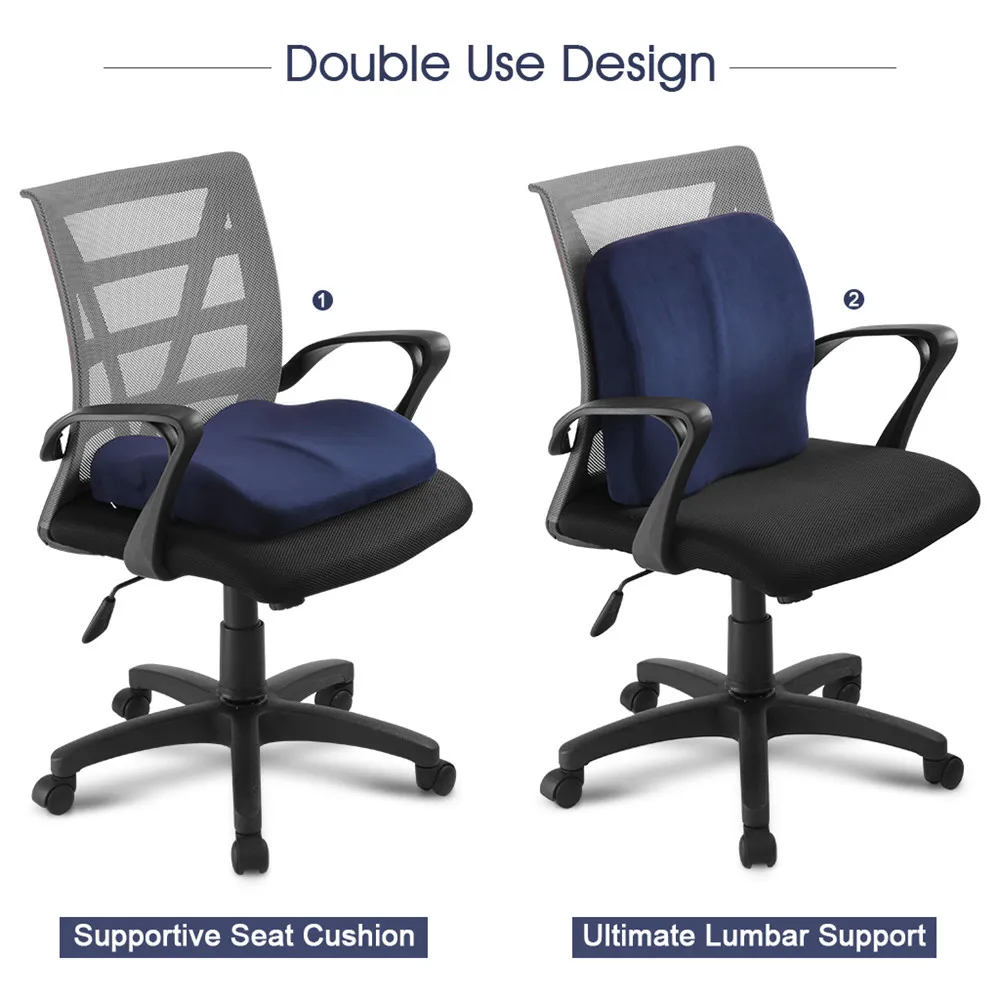 LANGRIA Newest High-Resilience Memory Foam Lumbar Back Support Cushion Relief Pillow for Office Home Car Auto Travel Booster 15