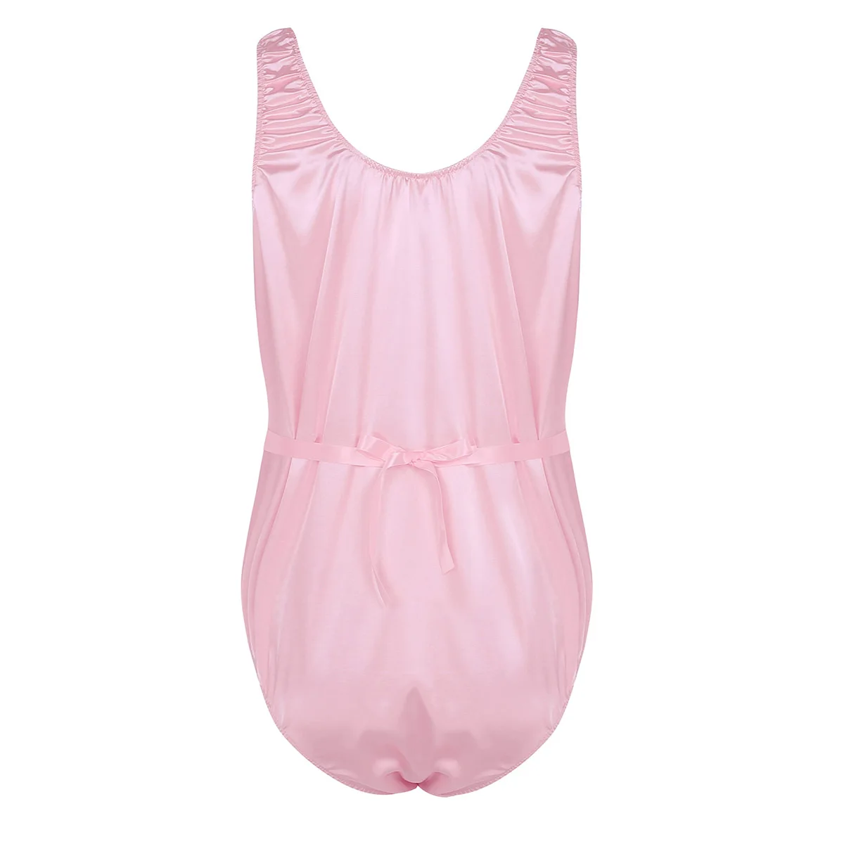 Sissy Men Shiny Satin Briefs Bodysuit Open Penis Sheath Thongs Jumpsuit Lingerie