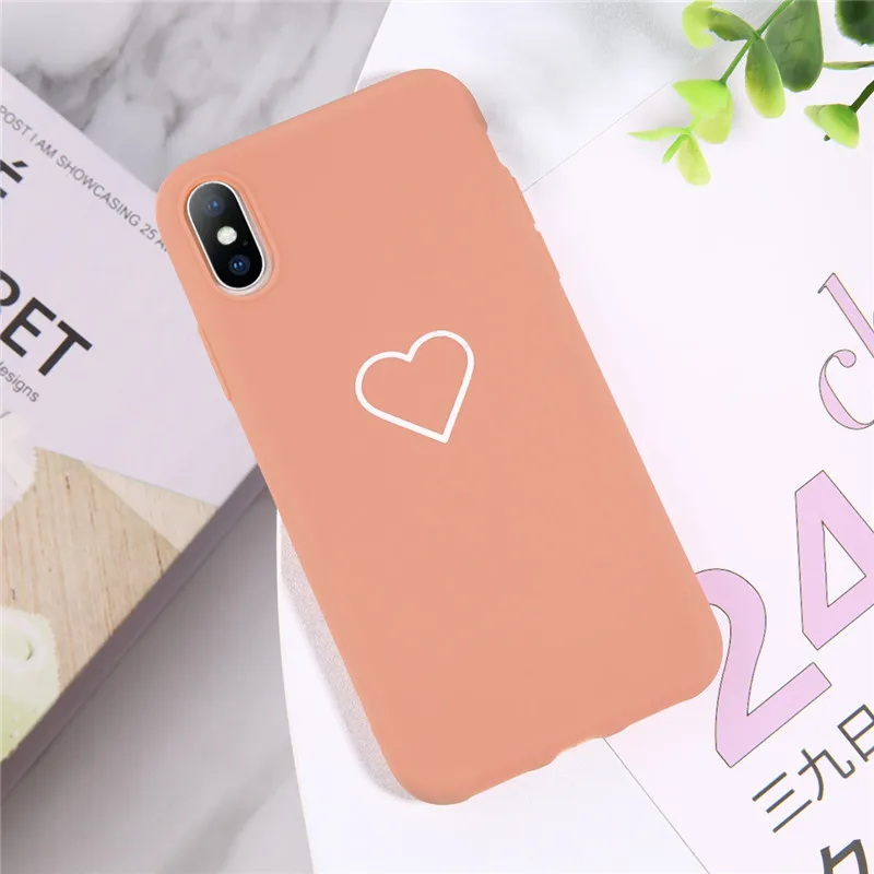 Lovebay милый чехол для телефона для iPhone 11 Pro 6 6s 7 8 Plus X XR XS Max милый мультфильм простое любовное сердечко Мягкий ТПУ задний чехол s - Цвет: Оранжевый