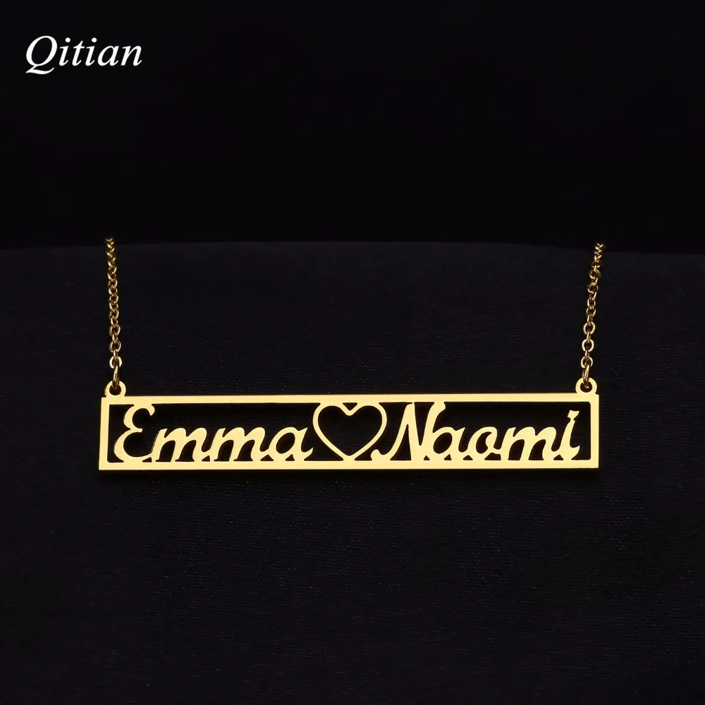 Индивидуальная именная табличка с полой основой ожерелья золотые из нержавеющей стали именные ожерелья высокого качества ювелирные изделия ручной работы
