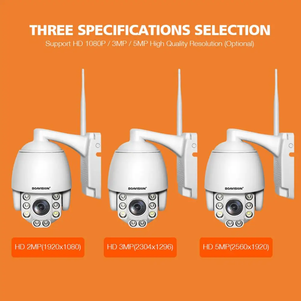 Беспроводная IP камера PTZ с 5 кратным оптическим зумом 1080P Мп|Камеры