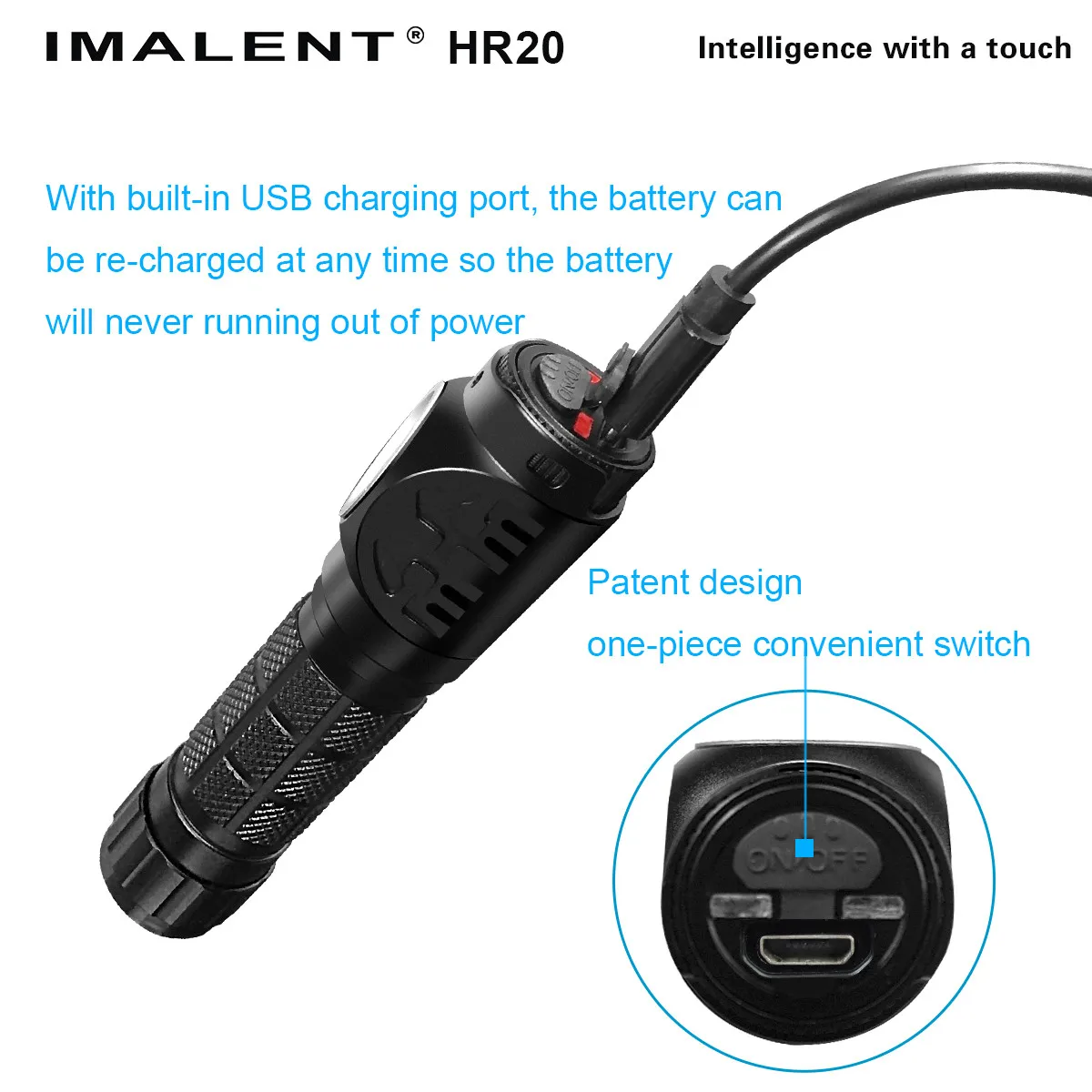 Imalent HR20 1000 люмен фары XP L Здравствуйте USB перезаряжаемые 18650 фар Кемпинг