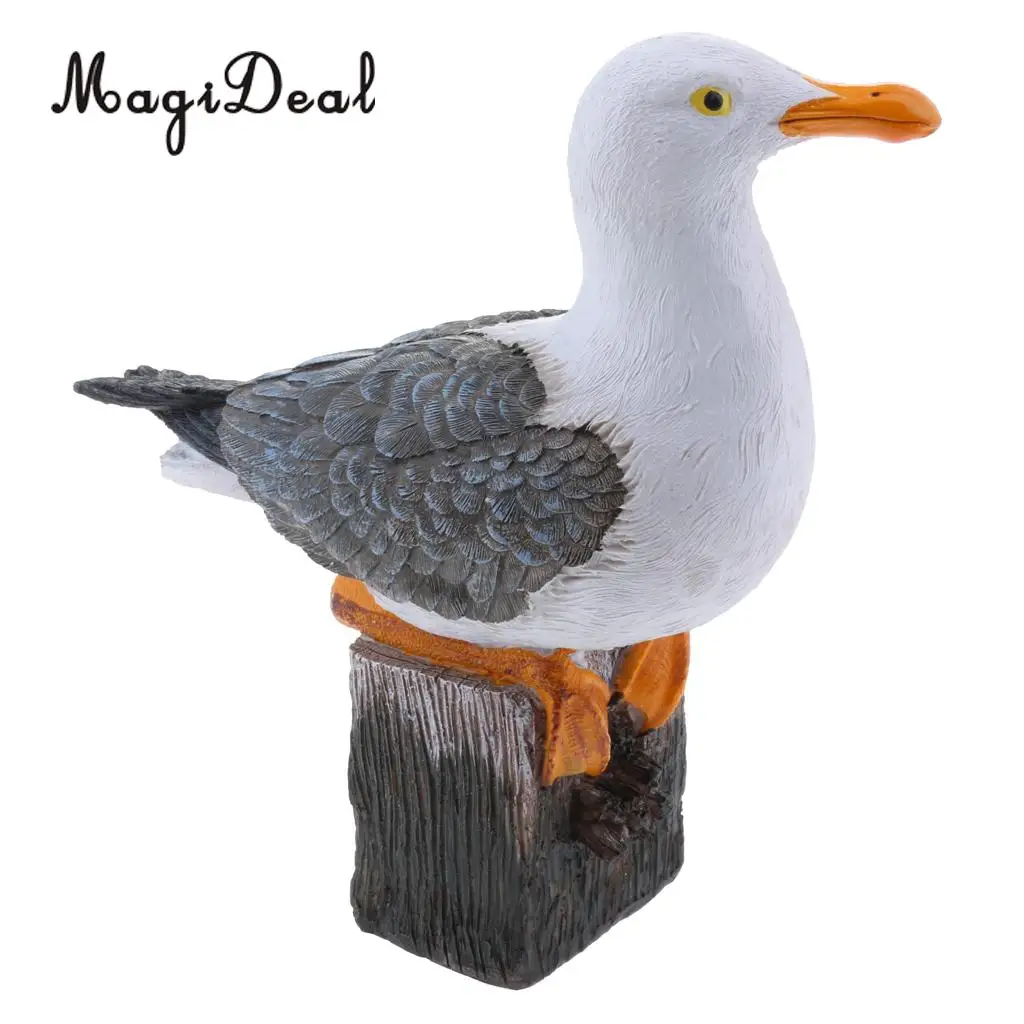 MagiDeal 1 Piece Seagull Sea Wild Bird Model Statue Figurine Crafts Figure Ornament Miniatures Garden Lawn Decor